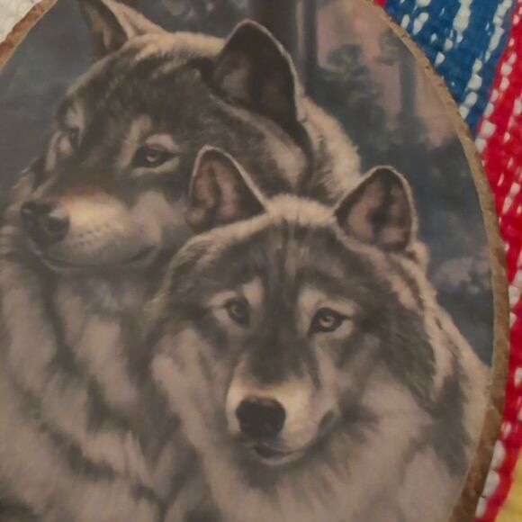 vintage Wolves Picture live edge Wood plaque - Picture 5 of 7